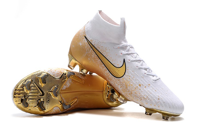 white and gold nike soccer cleats