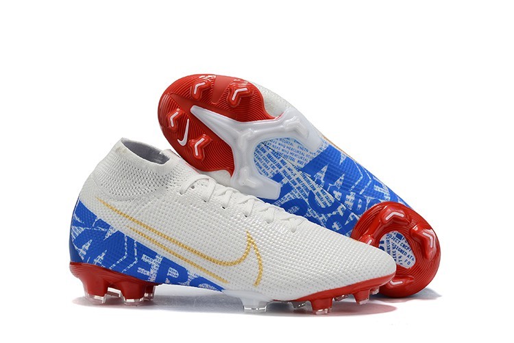 Football Nike Mercurial Superfly VII Elite FG-White Blue Red Gold Right