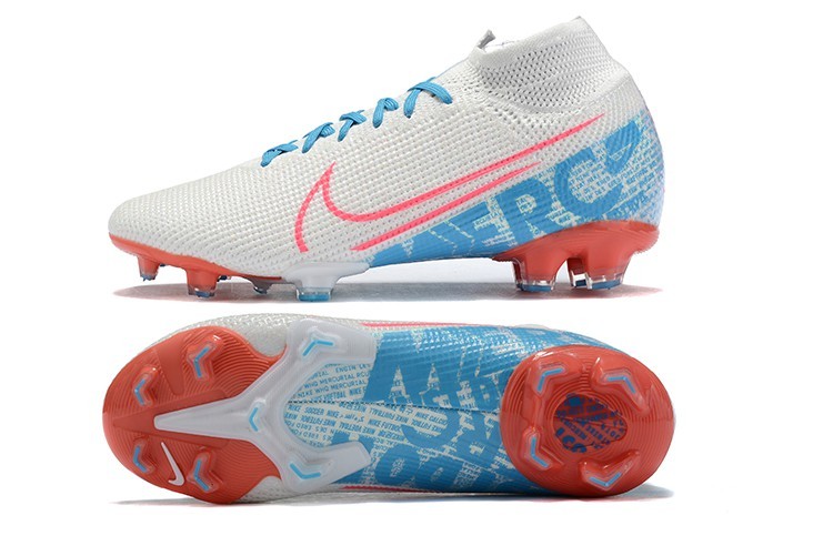 Nike Mercurial Superfly VII 7 Elite FG - White Blue Red Sole