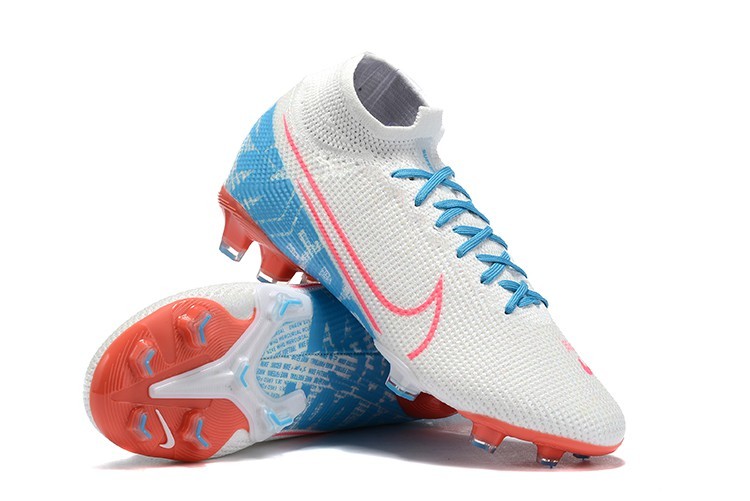 Nike Mercurial Superfly VII 7 Elite FG - White Blue Red shoes