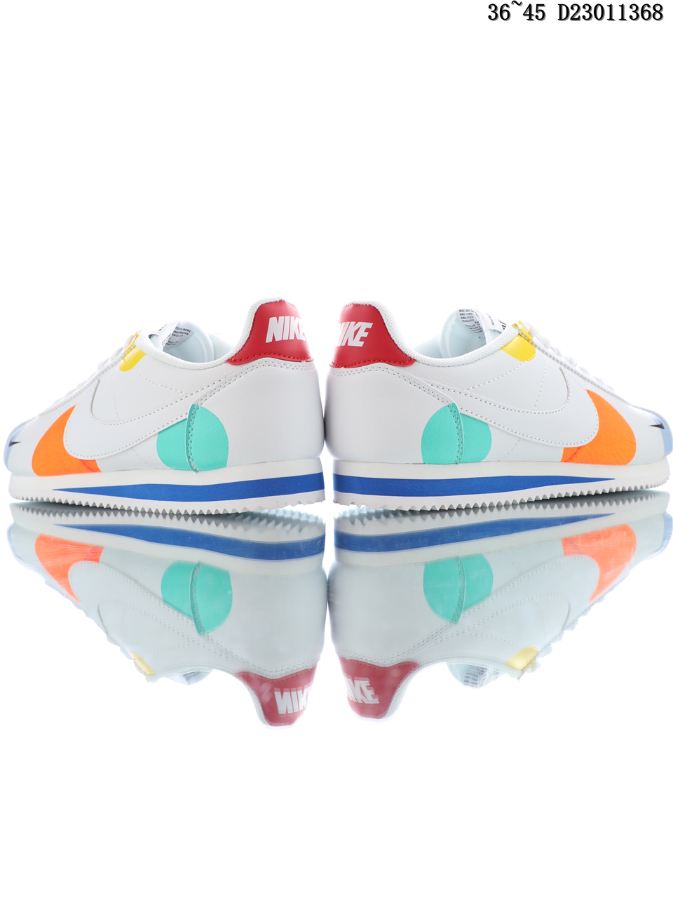 Nike Classic Cortez Running Shoes Color Blue White Orange Behind