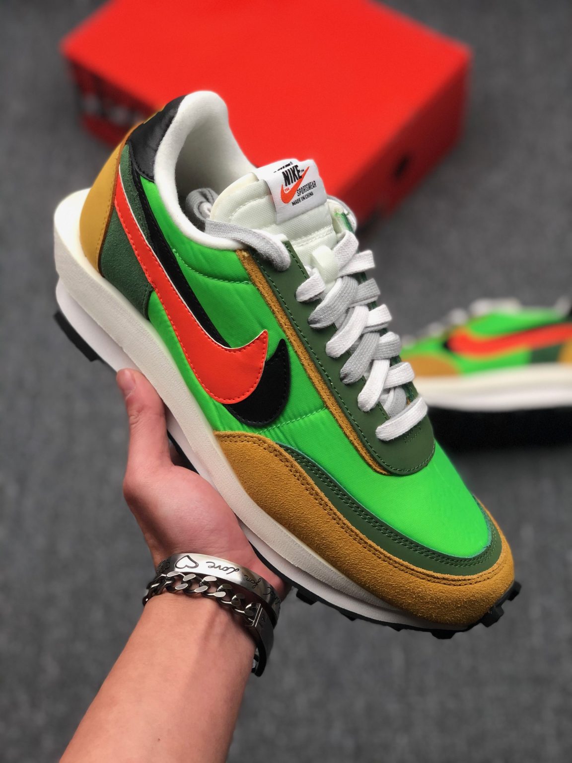 green sacai nike