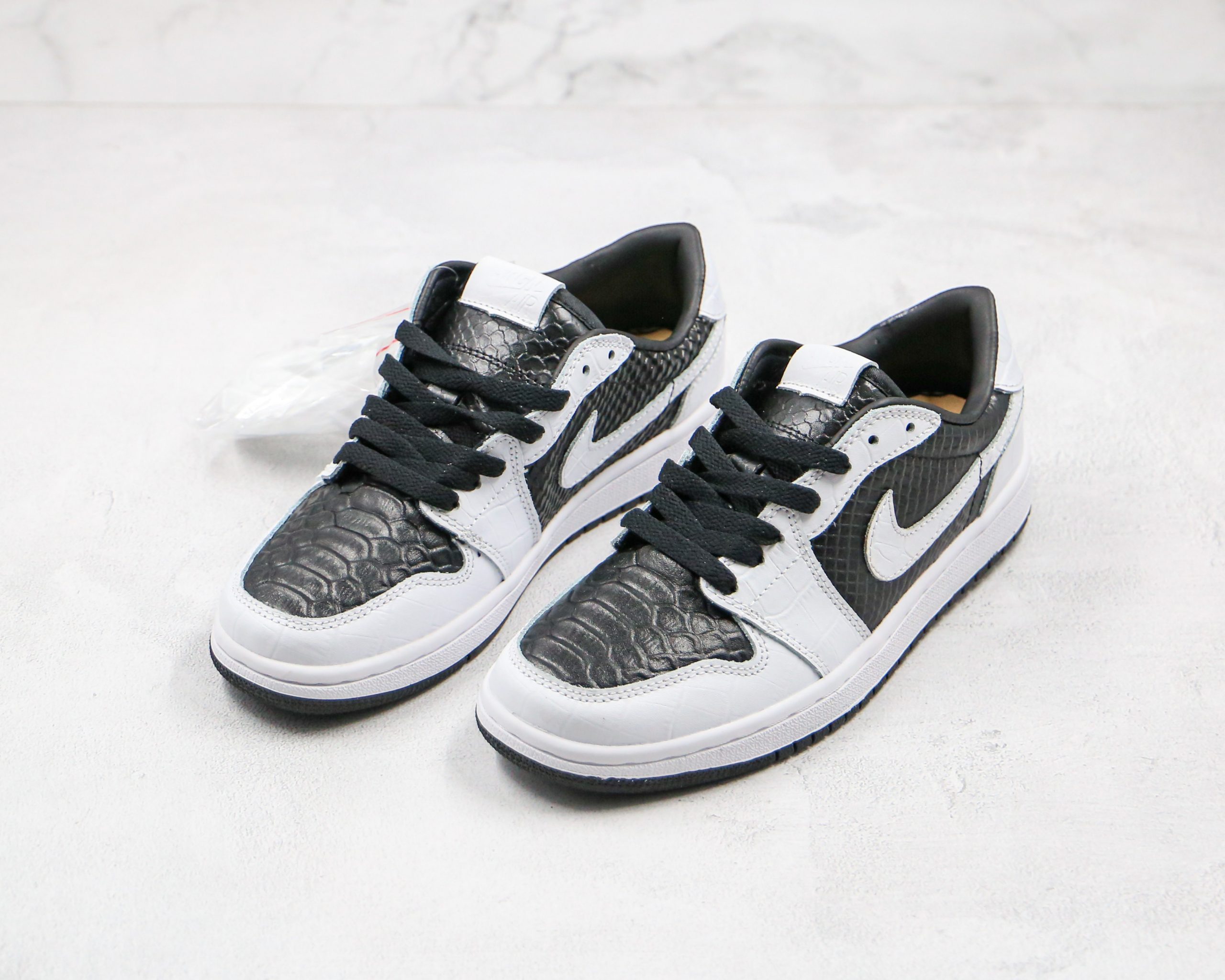 ordan Low Gang AJ1 Black White Yin Yang Tai Chi Snake Pattern