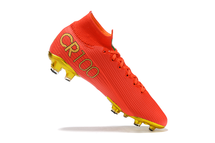 gold and red football cleats