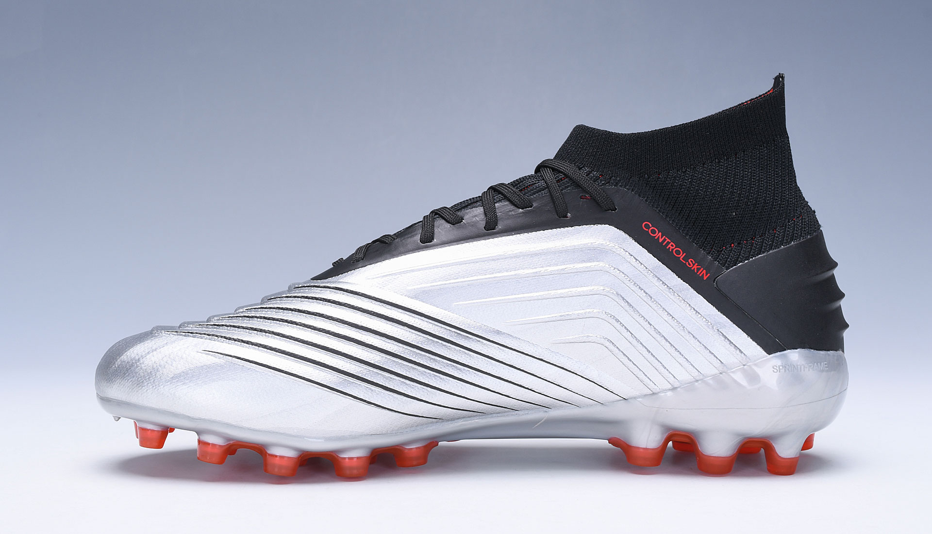 adidas Predator 19.1 AG Silver Red Football Boots Left sid