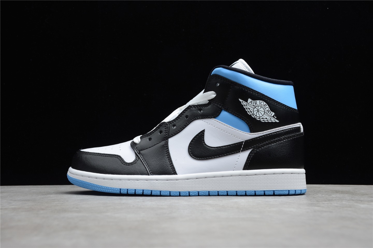 2021New Release Air Jordan 1 Mid White University Blue Black BQ6472-102 Left