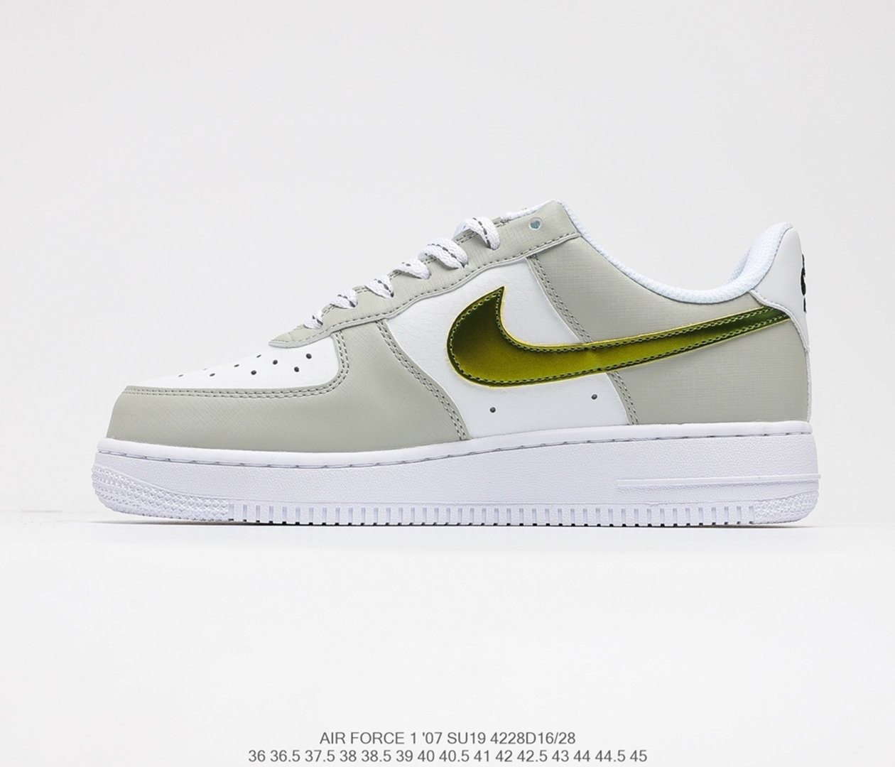 2021Nike Air Force 1 07 Metallic Summit Gray-Green DC9029-100 Left