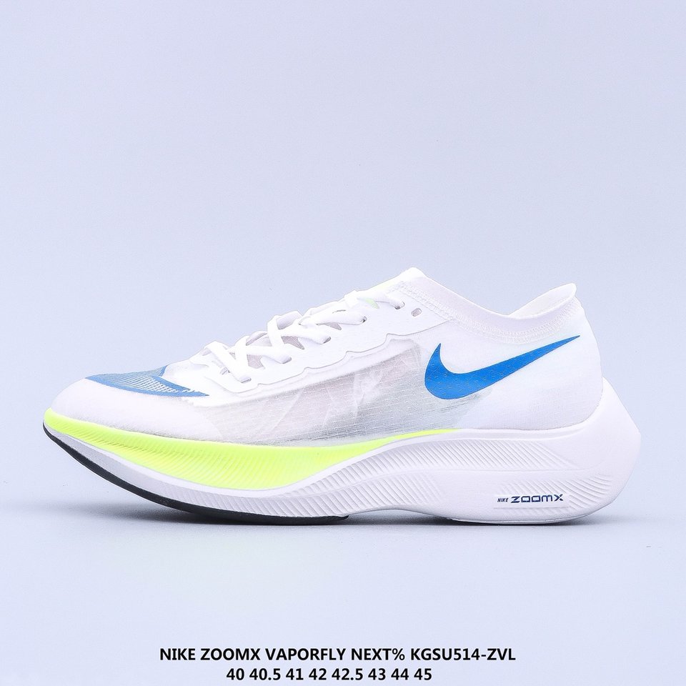 2021Nike ZoomX VaporFly NEXT％White Cyber Black Racer Blue AO4568-103 Left