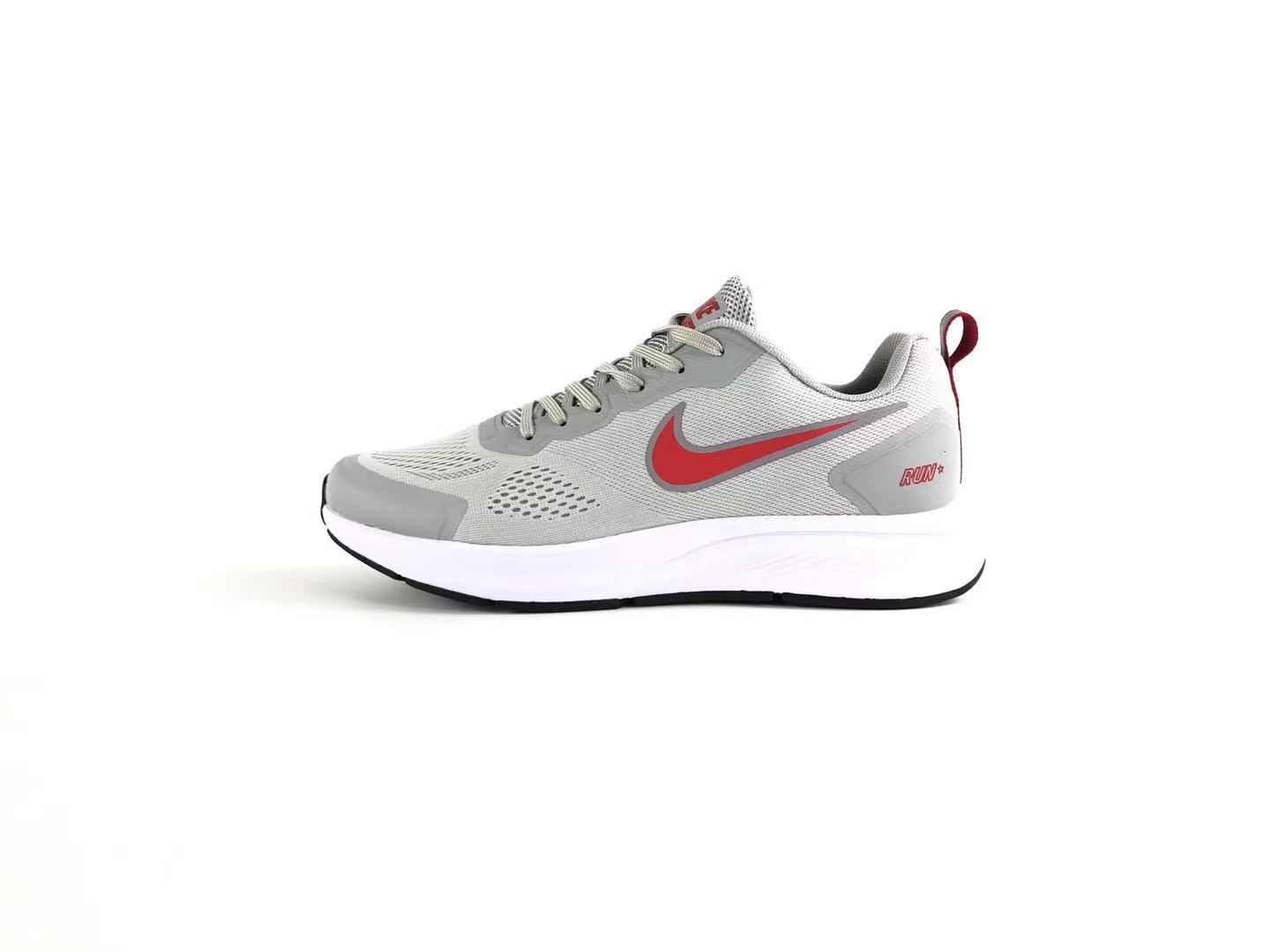 Nike Air Zoom 27 Jacquard Breathable Light Gray Red Running Shoes Left