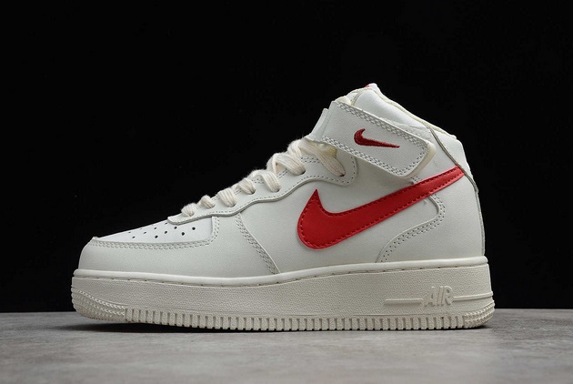 Sale Nike Air Force 1 Mid Sail/University Red For Cheap 3154123-126