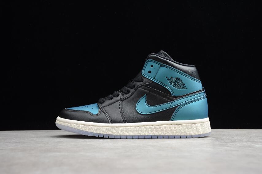 Latest-Air-Jordan-1-Mid-Black-Pale-Ivory-Blue-Multicolor-BQ6472-009-Shoes-1