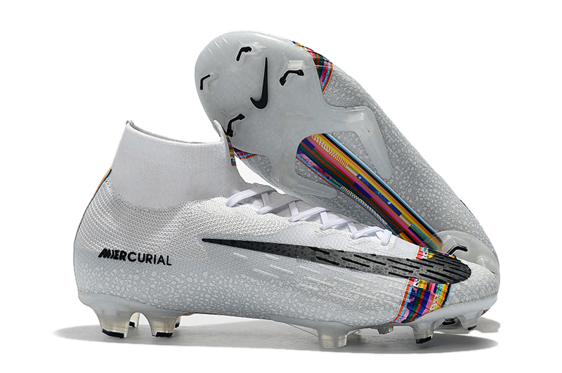NIKE Mercurial Superfly VI 360 LVL UP Elite FG black and white football boots Outside