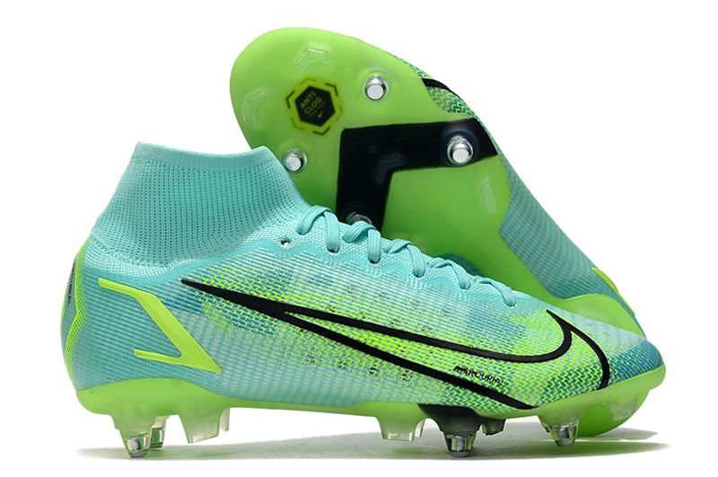 2021 Nike Mercurial Superfly VIII Elite SG PRO Anti Clog blue, green and black football shoes