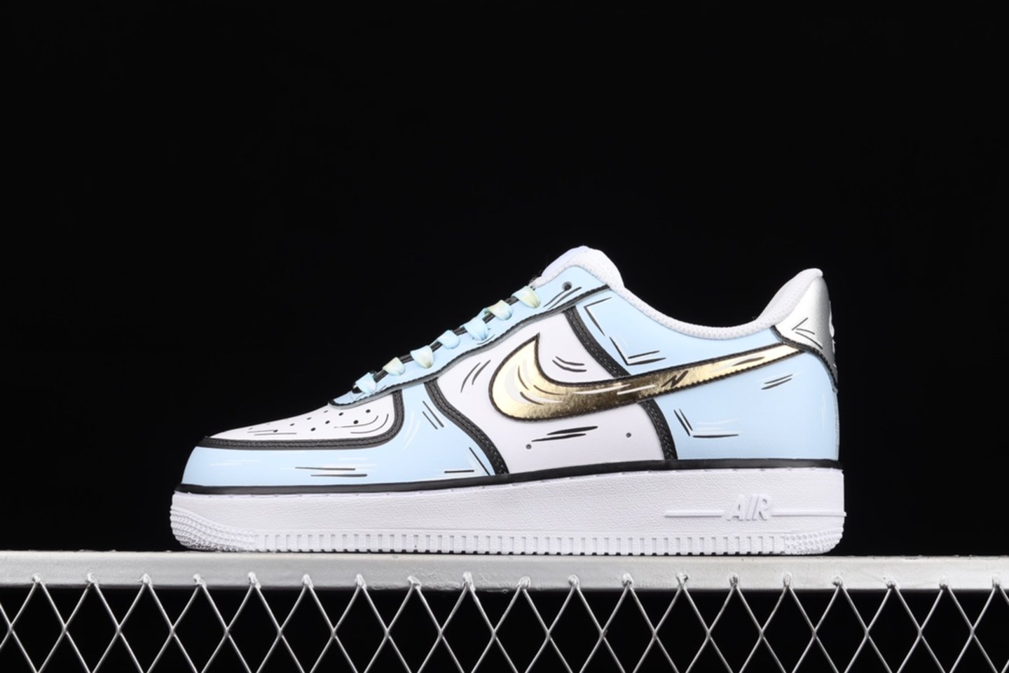 2021 Hot Sale Nike Air Force 1 Low White Blue Gold Online CW2288-212