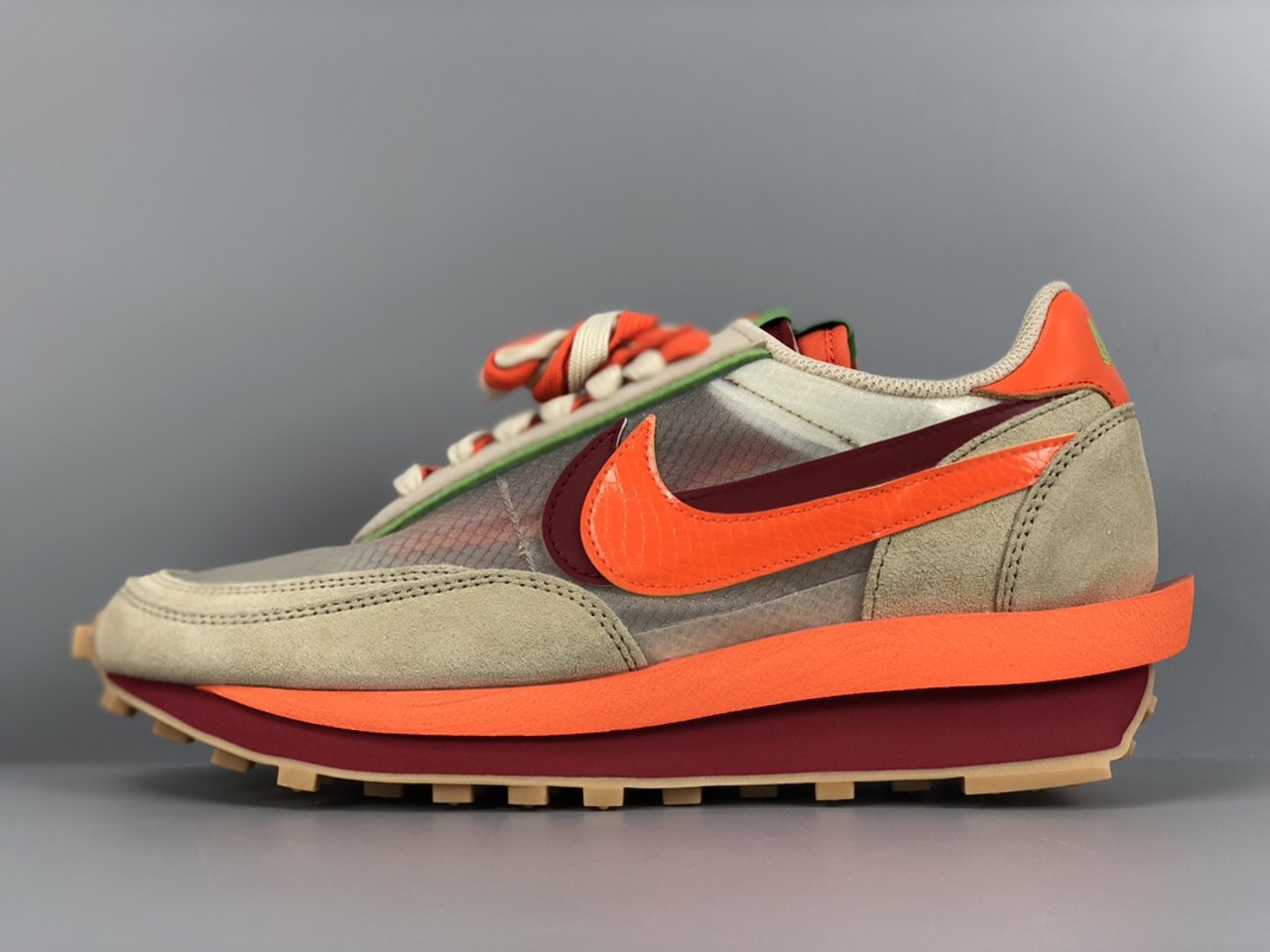 Fashion Clot x Sacai x Nike LDWaffle Net Orange Blaze Outlet Sale DH1347-100 Left