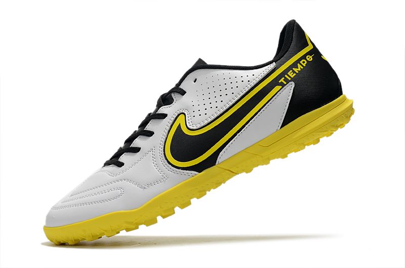Nike Legend 9 Club TF yellow and white football boots Left