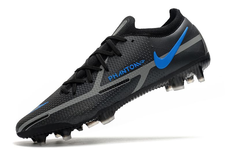Nike Phantom GT2 Elite FG black and blue football shoes side
