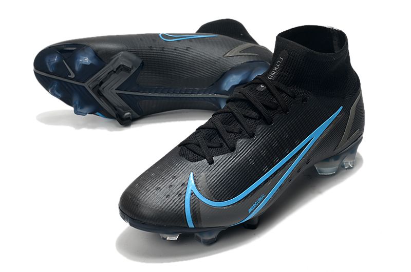 Nike Superfly 8 Elite FG blue and black football boots vamp