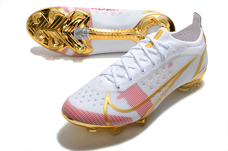 Nike Mercurial Vapor XIV Elite FG White Red Gold Waterproof Football Shoes vamp