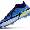 Nike Phantom GT2 Dynamic Fit Elite FG high-top blue and white football shoes Left