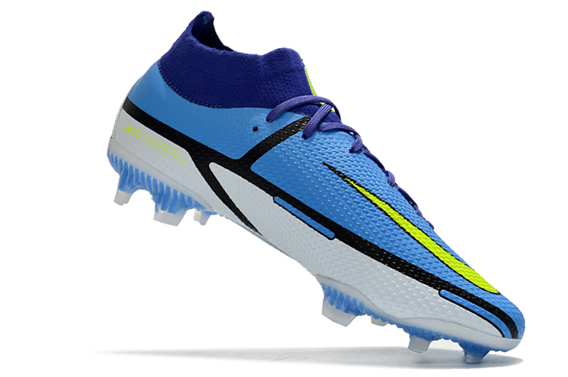 Nike Phantom GT2 Dynamic Fit Elite FG high-top blue and white football shoes