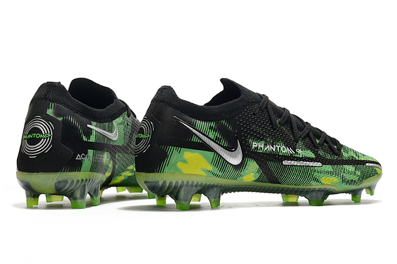 Nike Phantom GT2 Elite FG green, black and gold football shoes side