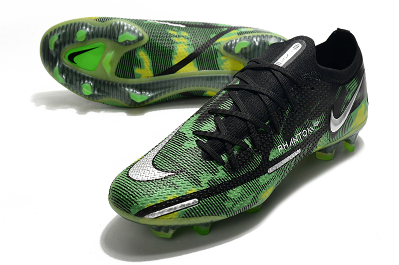 Nike Phantom GT2 Elite FG green, black and gold football shoes vamp