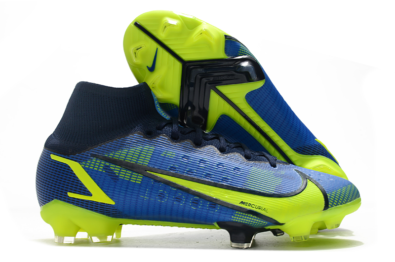 Nike Superfly 8 Elite FG blue and yellow football shoes Outside