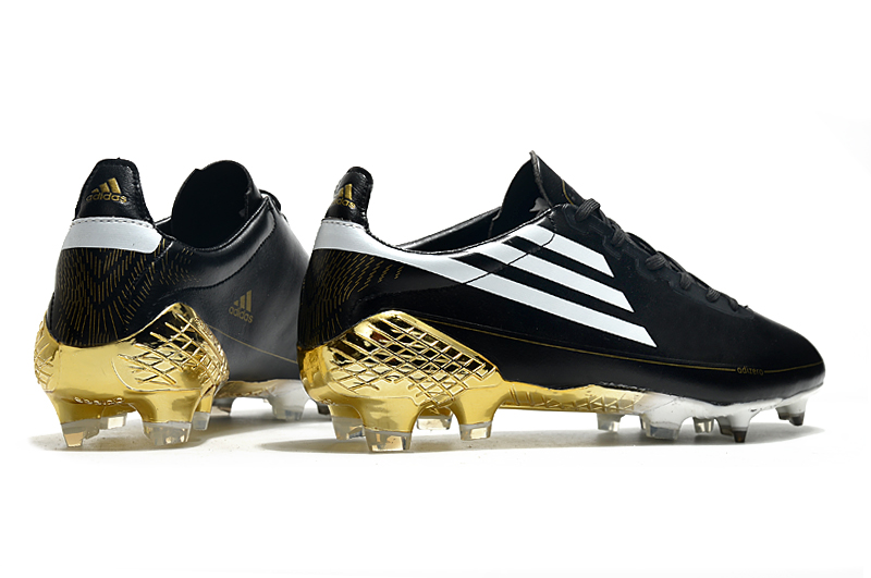 Best selling adidas F50 GHOSTED ADIZERO HT FG black white gold football boots side