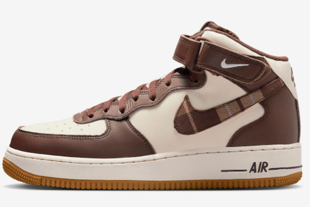 discount-2022-nike-air-force-1-mid-brown-plaid-unisex-sneakers-dv0792-100