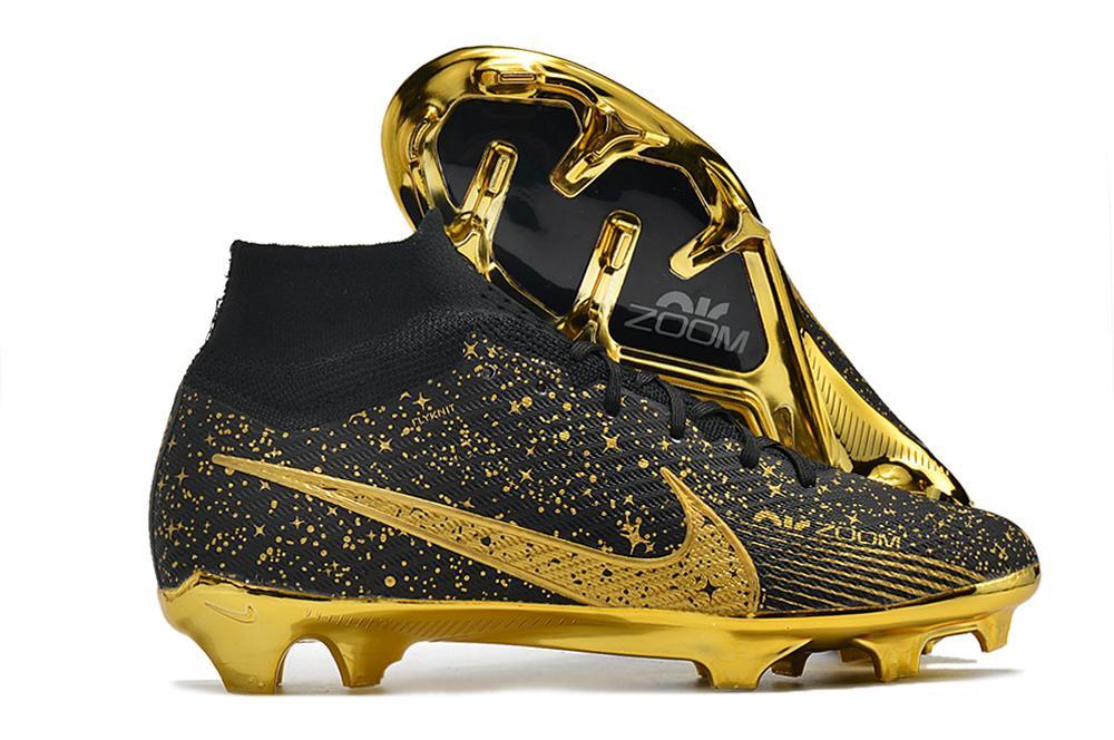 2023Nike Air Zoom Mercurial Superfly IX Elite FG Black Gold Football Boots-04