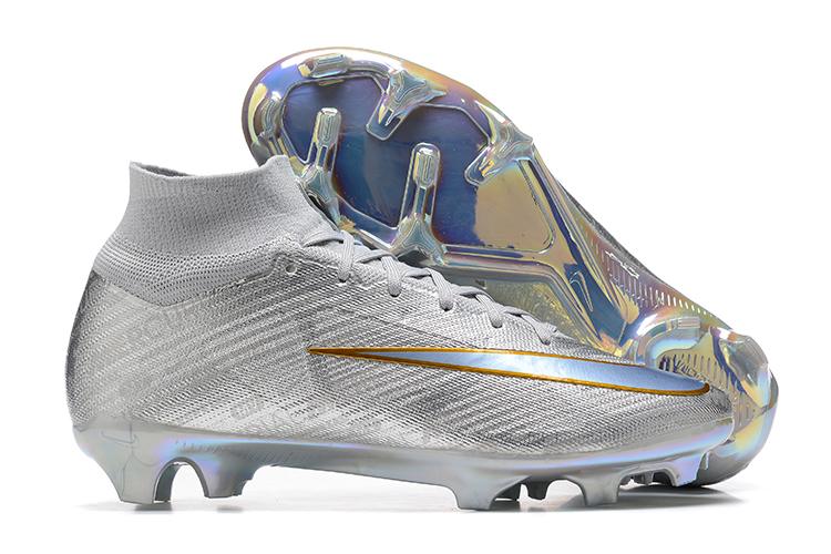 Bestsellers Nike Air Zoom Mercurial Superfly IX Elite FG High Top Silver Gray Football Boots-08